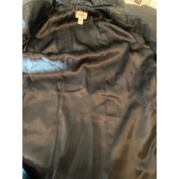 Talbots Womens Black Leather Hooded Coat 32" Long w/ Thinsulate Medium - Picture 4 of 13